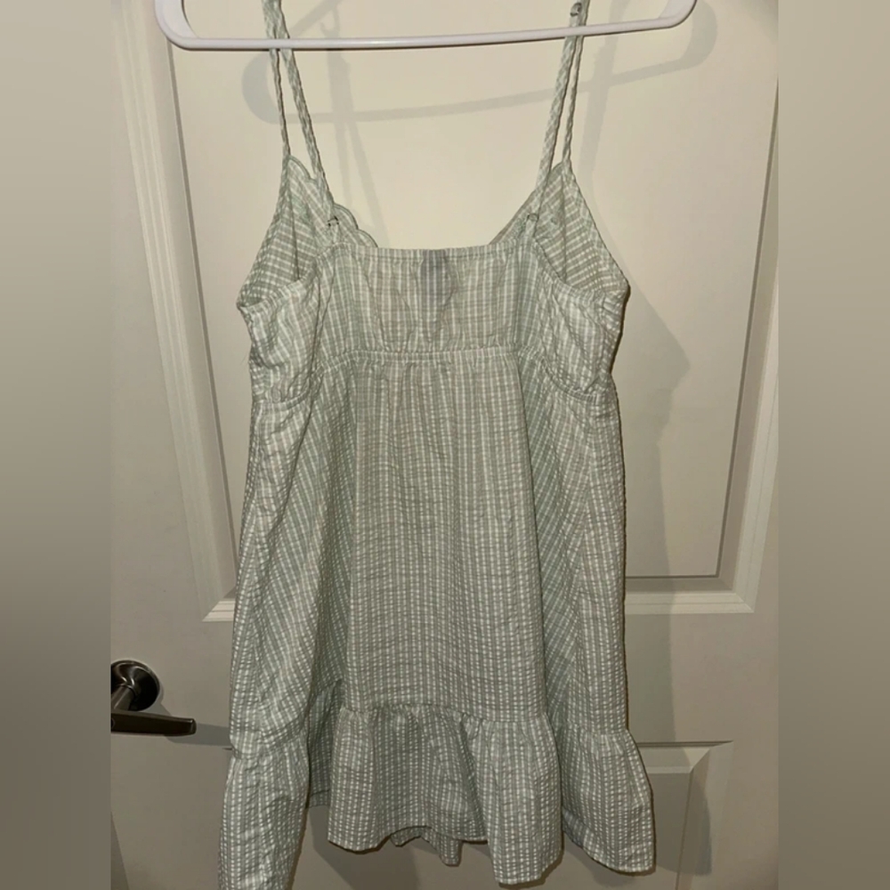 Light Green Plaid Spaghetti Strap Sundress
